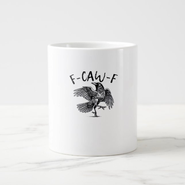 F Caw F Krähe Retro Klassischer Stil Jumbo-Tasse (Vorderseite)