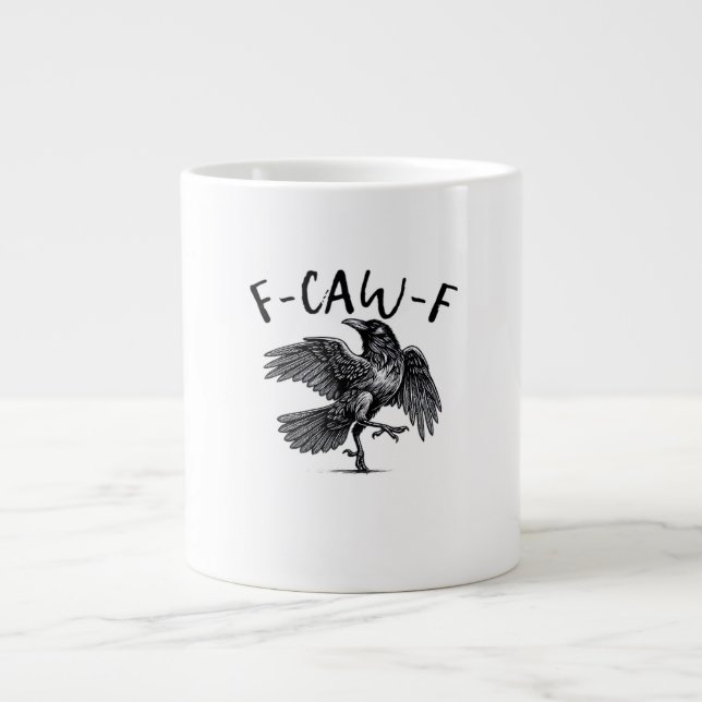 F Caw F Krähe Retro Klassischer Stil Jumbo-Tasse (Vorderseite)