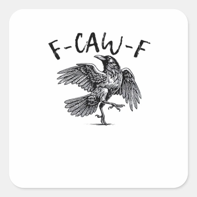 F Caw F Krähe Retro Klassischer Stil Quadratischer Aufkleber (Vorderseite)