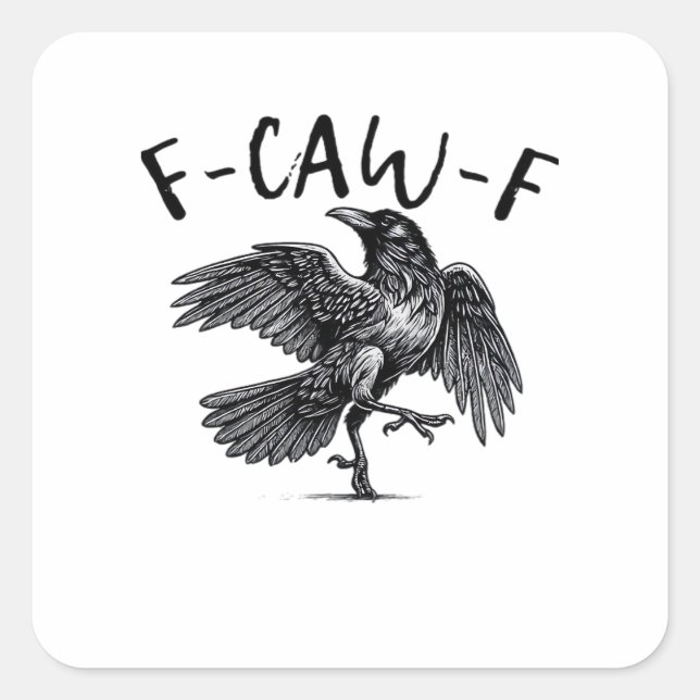 F Caw F Krähe Retro Klassischer Stil Quadratischer Aufkleber (Vorderseite)