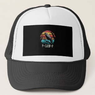 F-Caw-F Krähe Retro Sonnenuntergang Wortspiel Lust Truckerkappe