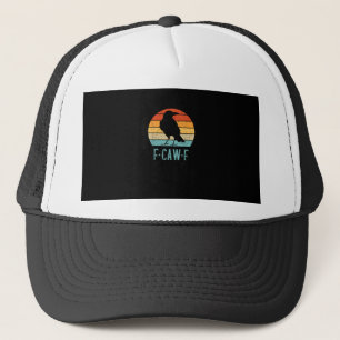 F-Caw-F Krähe Vogel Retro Sonnenuntergang Vintage Truckerkappe