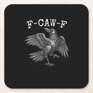 F-Caw-F Krähe Wortspiel Lustiger Vogel Krächzen Gr Rechteckiger Pappuntersetzer
