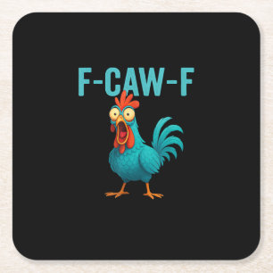 F-Caw-F Lustiger Hahn Hühner Humor Vogel Rechteckiger Pappuntersetzer