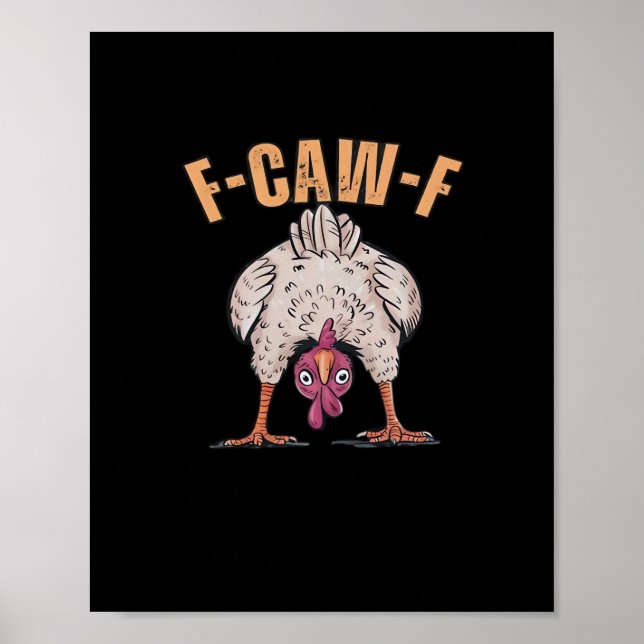 F-Caw-F Lustiger Hahn Klassisch Retro Cool Poster (Vorne)