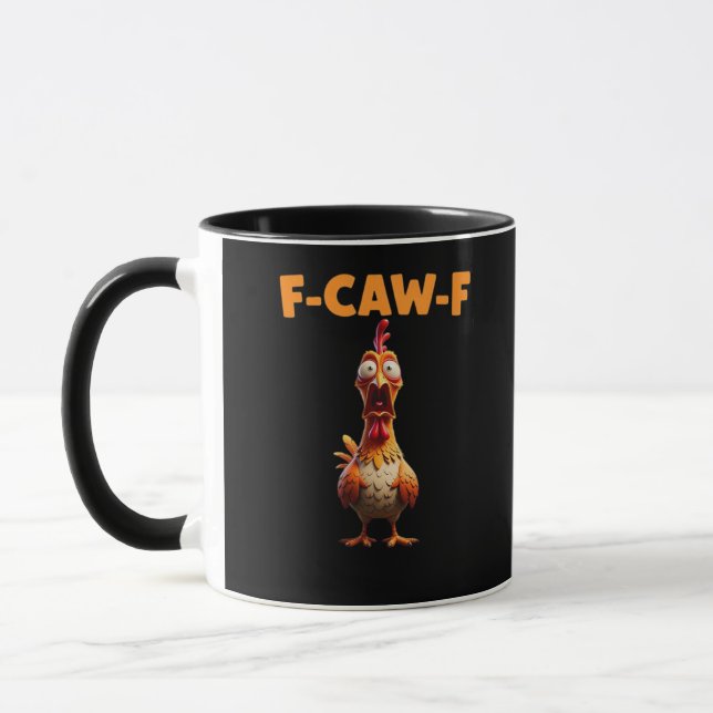 F-Caw-F Lustiger Hahn Sagt Meme Rooster Sarcasti Tasse (Links)