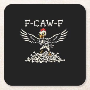 F Caw F Lustiger Hühner-Halloween Cooler Einzigart Rechteckiger Pappuntersetzer