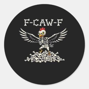 F Caw F Lustiger Hühner-Halloween Cooler Einzigart Runder Aufkleber
