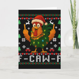 F-caw-f Lustiger Hühnerhumor Hahn Weihnachten Häss Karte