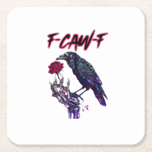 F-Caw-F Lustiger Rabe Halloween-Saison Gruselzeit Rechteckiger Pappuntersetzer