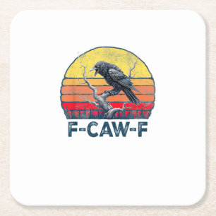 F-Caw-F Lustiger Rabe Vintage Gothic Vogel Wortspi Rechteckiger Pappuntersetzer
