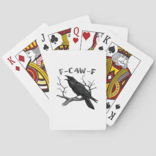 F-Caw-F Lustiger Rabe Wortspiel Gothic Krähe Humor Spielkarten