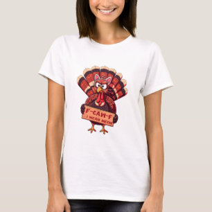 F-caw-f Lustiger Truthahn Thanksgiving Humor Katze T-Shirt