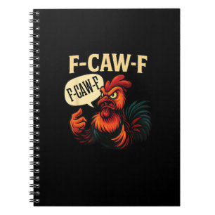 F Caw F Lustiger Wütender Hahn Grafik Retro-Stil Notizblock