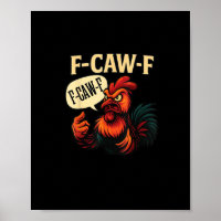 F Caw F Lustiger Wütender Hahn Grafik Retro-Stil