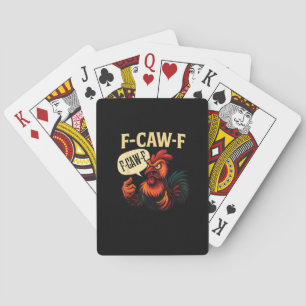 F Caw F Lustiger Wütender Hahn Grafik Retro-Stil Spielkarten