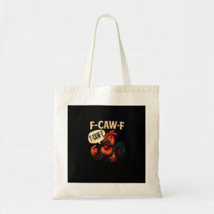 F Caw F Lustiger Wütender Hahn Grafik Retro Stil Tragetasche
