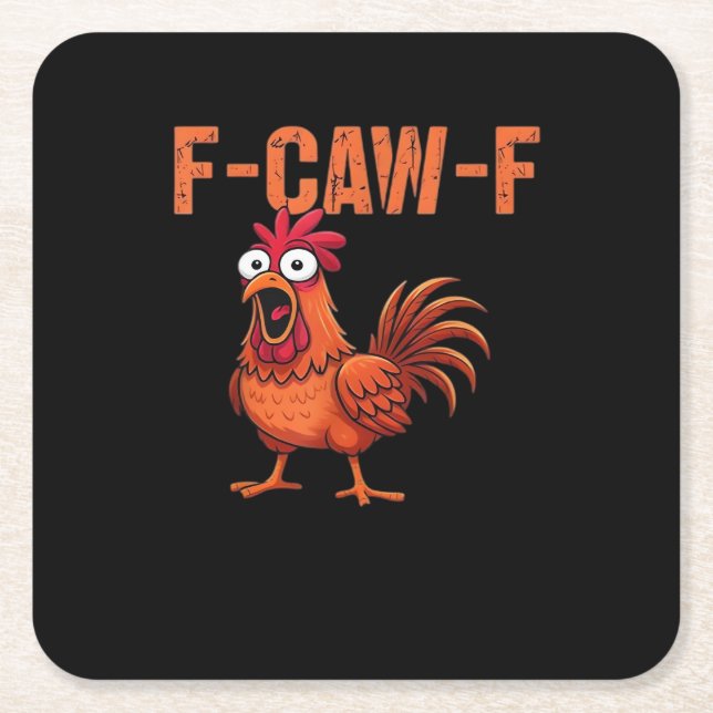 F-Caw-F Lustiges Huhn Klassischer Trendstil Rechteckiger Pappuntersetzer (Vorderseite)