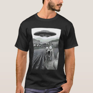 F-CAW-F Lustiges Hühner-Selfie mit UFO-Aliens Roos T-Shirt
