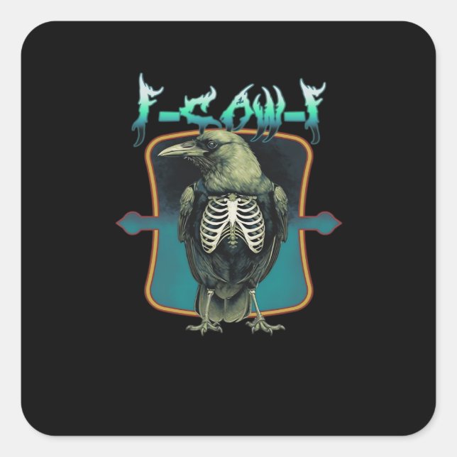 F-Caw-F Minimal Design Quadratischer Aufkleber (Vorderseite)