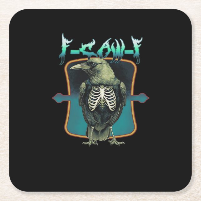 F-Caw-F Minimal Design Rechteckiger Pappuntersetzer (Vorderseite)