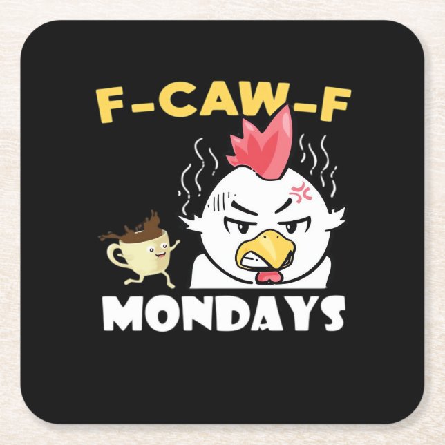 F-Caw-F Mondays Classic Minimal Clean Rechteckiger Pappuntersetzer (Vorderseite)