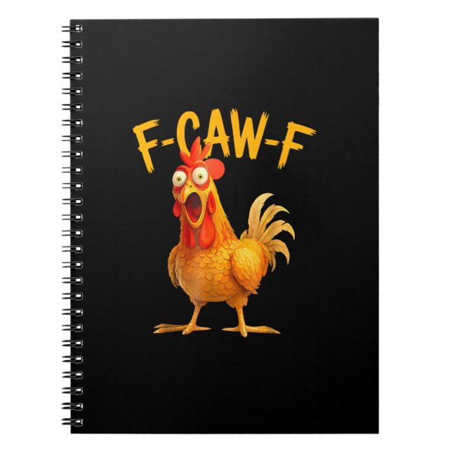 F-Caw-F Pun Funny Chicken Rooster Cawing Grunge Notizblock (Vorderseite)