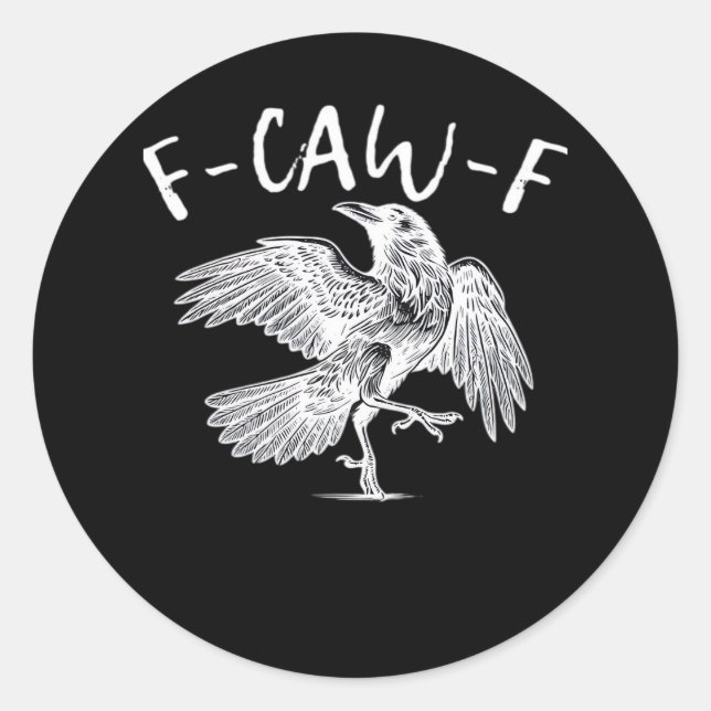 F-Caw-F Raven Retro Classic Runder Aufkleber (Vorderseite)