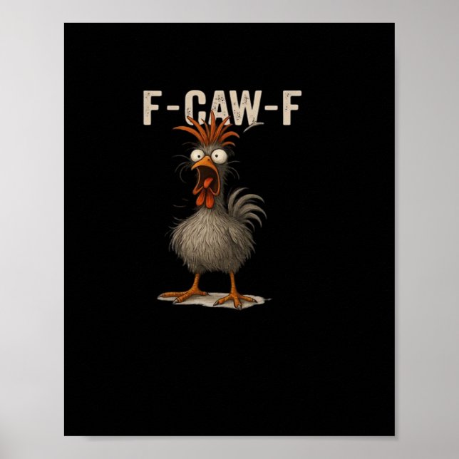 F-Caw-F Retro Classic Hühnchen Poster (Vorne)