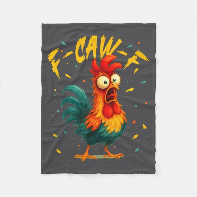 F Caw F Rooster Funny Bird Chicken Whisperer Fawk  Fleecedecke (Vorderseite)