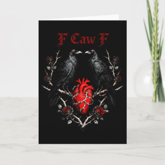 F-caw-f Schwarze Krähe Schwarzer Vogel Rosen Herz  Karte