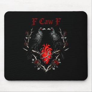 F-caw-f Schwarze Krähe Schwarzer Vogel Rosen Herz Mousepad