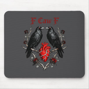 F-caw-f Schwarze Krähe Schwarzer Vogel Rosen Herz Mousepad
