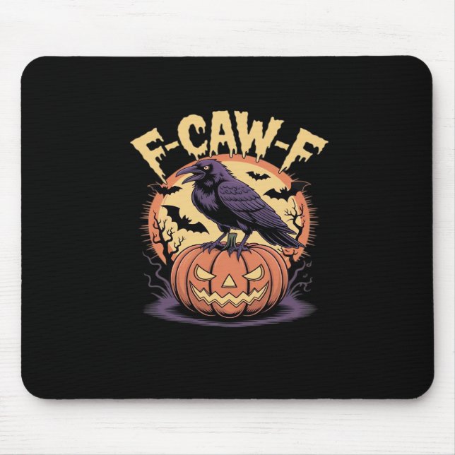 F-Caw-F Spooky Halloween Raven Pumpkin- Bat Moon N Mousepad (Vorne)