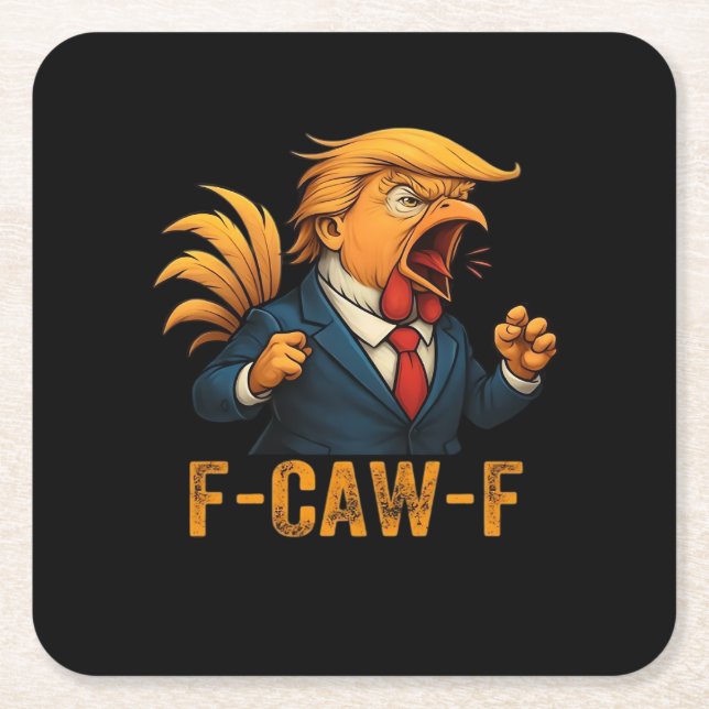 F-Caw-F Tr-ump Rooster Rechteckiger Pappuntersetzer (Vorderseite)