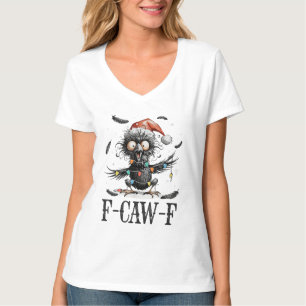 F-Caw-F Weihnachtskrähe Santa Xmas Licht Lustiger T-Shirt