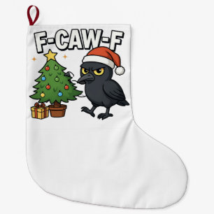 F-caw-f Weihnachtsrabe Krähe Xmas Baum Meme Großer Weihnachtsstrumpf