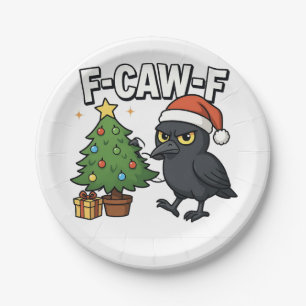 F-caw-f Weihnachtsrabe Krähe Xmas Baum Meme Pappteller