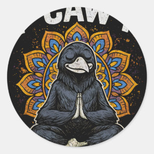 F Caw F Zen Krähe Shirt Lustig Fcawf Meditation Ra Runder Aufkleber