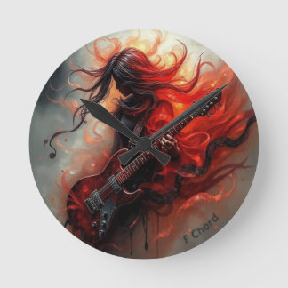 F Chord - AI Digital Art Print Runde Wanduhr