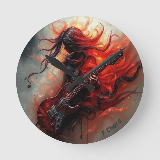 F Chord - AI Digital Art Print Runde Wanduhr (Vorderseite)