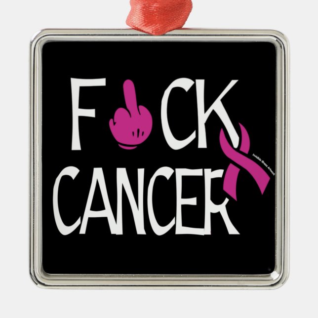 F#CK KREBS.. Brustkrebs Ornament Aus Metall (Vorne)