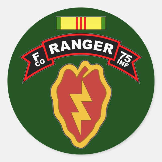 F Co, 75th Infantry Regiment - Rangers, Vietnam Runder Aufkleber (Vorderseite)