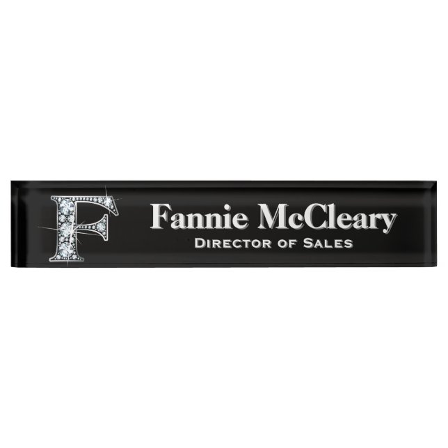 F Faux Diamond Desk Plaque signalétique (Devant)