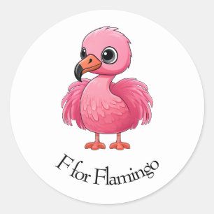 F für Flamingo Runder Aufkleber