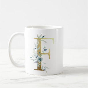F Goldener Erstling mit blauem Blumenblättern Kaffeetasse
