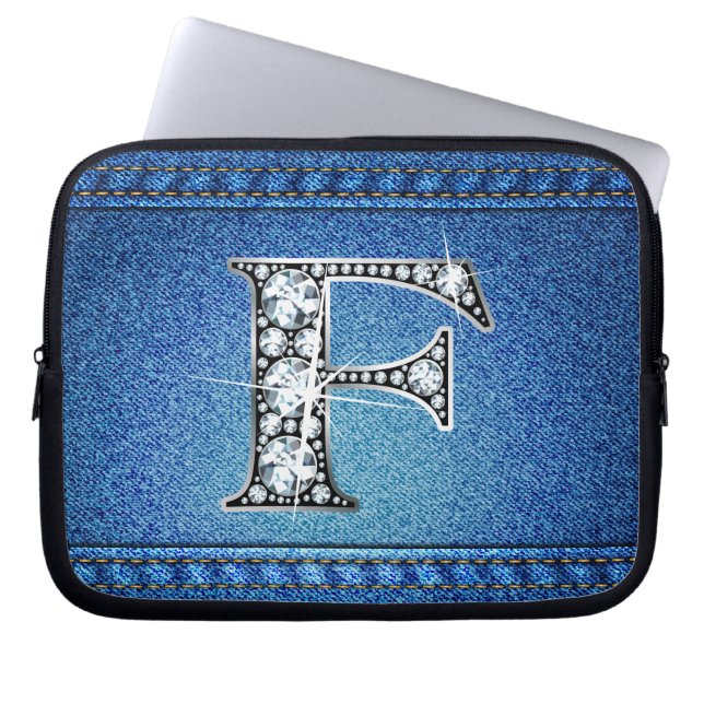 F Imitate "Diamond" Denim Stitching Electronics Ba Laptopschutzhülle (Vorderseite)