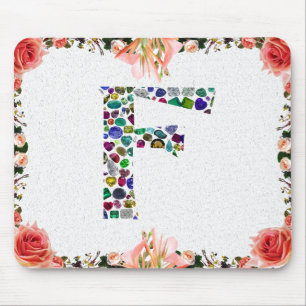 F Initial Gem Design Mousepad