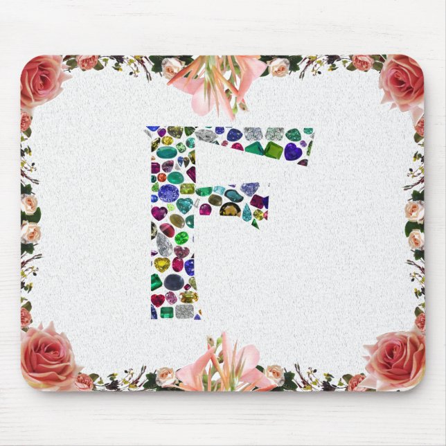 F Initial Gem Design Mousepad (Vorne)