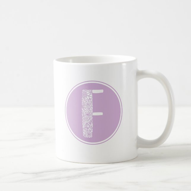 F Initialfloral Monogramm Kaffeetasse (Rechts)